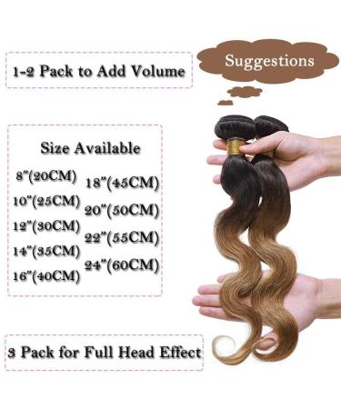 Buy SEGO Brazilian Human Hair Bundles - 100% Unprocessed Body Wave Weave Extensions - Virgin Natural Black & Honey Blonde - 16 Inch - Buy Online on GoSupps.com