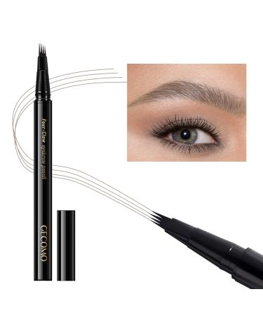 Erinde Microblading Eyebrow Pen - Magical Eye Brow Pencils for Women with 4-Fork-Tip Brush Create Natural-Looking Hair-Like Brows Waterproof Last All-Day Walnut Brown 01# Walnut Brown