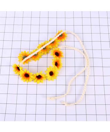 SOLUSTRE Daisy Flower Headband Boho Sunflower Crown Hair Wreath Floral Garland Crown Boho Headpiece Bridal Hair Band (Yellow) - Buy Online on GoSupps.com
