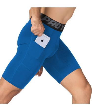 ABTIOYLLZ Men's Compression Shorts 3 Pack - Running Workout Athletic Underwear with Pocket - Black/Red/Blue - Size 84 Large - Buy Online on GoSupps.com