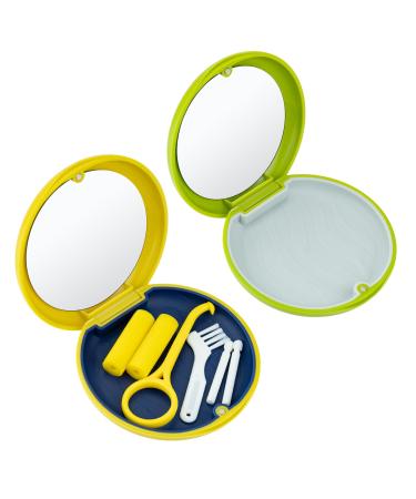 2 pieces of dental ferula box orthodontic box storage box for dentures easy to clean tooth alignment box (yellow + purple)