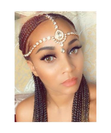 Brinie Boho Gold Rhinestone Head Chain | Wedding Headpiece for Women and Girls - Buy Online on GoSupps.com