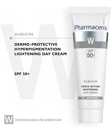 Pharmaceris W Albucin Triple Action Whitening Day Cream SPF 50 Cream for Discolored Skin UV Protection 4% Niacinamide Vitamin E - 30 ml - Buy Online on GoSupps.com