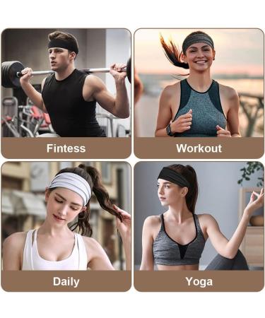 URAQT Sports Headband 2Pcs Elastic Head Bands Hairband Yoga Cotton Headbands Unisex Fitness Exercise Headwear Non-Slip Sweatband for Men and Women Sports Workout Running Cycling and Yoga 2pcs-Wide sport headband - Buy Online on GoSupps.com