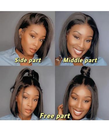 10 Inch Bob Wig Human Hair - 13x4 Lace Frontal Wig for Black Women | Pre Plucked, 150% Density, Natural Color - HD Transparent - Buy Online on GoSupps.com