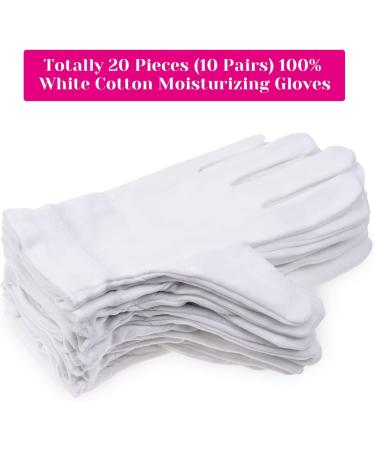 Selizo 100% Cotton Gloves for Dry Hands Eczema - 10 Pairs White Gloves for Women | Moisturizing, Cosmetics, Sensitive Skin, Spa - Buy Online on GoSupps.com