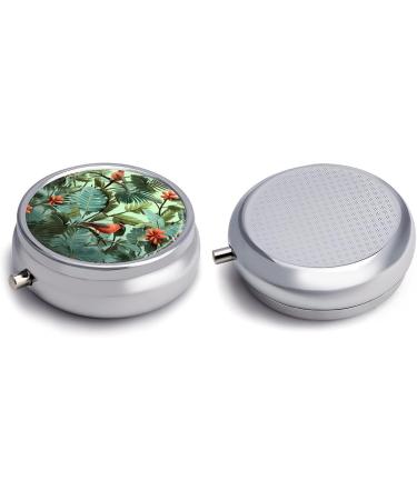 Travel Pill Box - 3 Compartment Portable Medicine Organizer with Tropical Plants Print | Small Pill Case for Purse & Pocket - Buy Online on GoSupps.com