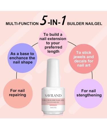Saviland 5 In 1 Builder Nail Gel - 15ml Cover Pink UV/LED Nail Polish for Professional Manicure - Buy Online on GoSupps.com