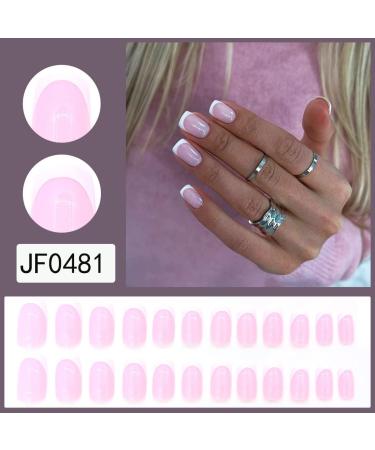 SINLOV Short Square Fake Nails Glossy Press on False Nails Pink Nude Ballerina Artificial Finger Nails French Full Cover False Nails for Women and Girls - Buy Online on GoSupps.com