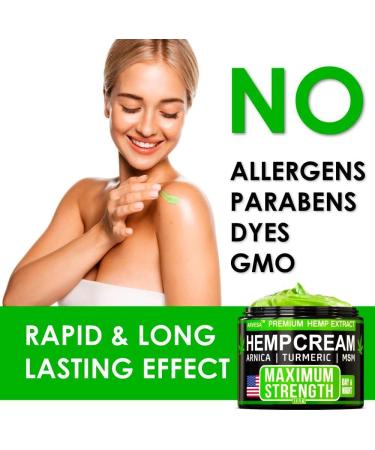 Maximum Strength Hemp Cream for Muscle, Joint, Back, Knee Relief - Natural Hemp Oil Extract with MSM, Glucosamine, Arnica & Turmeric - Made in USA - 3.9 fl oz - Buy Online on GoSupps.com