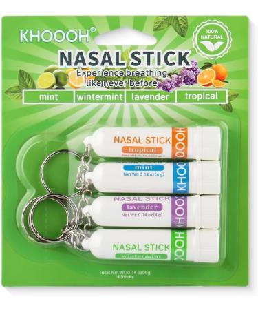 Nasal Inhaler & Nasal Clip Set - Triple Refreshing Menthol/Borneol Plant Essential Oil Energy Sticks for Fatigue Relief Stay Awake During Class/Work/Driving (4 Scent Options) - Buy Online on GoSupps.com
