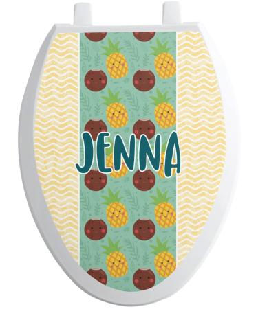 YouCustomizeIt Pineapples and Coconuts Toilet Seat Decal - Elongated (Personalized)