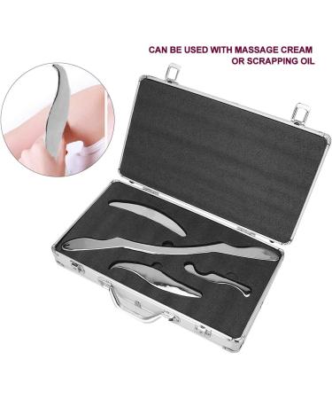 Verdant Touch Stainless Steel Gua Sha & Schab Massage Tools - 4-Piece Health Care Set with Aluminum Case for Optimal Wellness - Buy Online on GoSupps.com