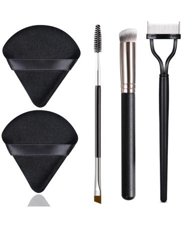 Makeup Brushes Set Triangle Powder Puffs Face Cosmetic Powder Puff  Concealer Brush Double-Ended Angled Eye Brow Brush Eyelash Separator Eyelash Comb