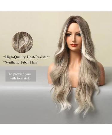 Esmee 24 Long Wavy Brown Ombre Ash Blonde Heat-Resistant Synthetic Wig for Women - Perfect for Daily Wear & Parties - Buy Online on GoSupps.com