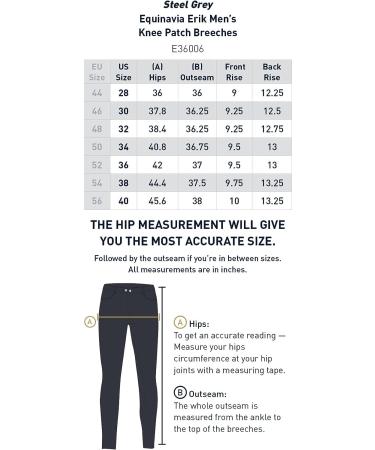 Equinavia Erik Men's Silicone Knee Patch Breeches | Steel Grey | US 32 (EU 48) - Buy Online on GoSupps.com