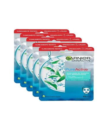 Garnier Garnier SkinActive Pure Active Anti-Blemish & Hydrating Fabric Mask for Oily Skin with Blemishes Pack of 5