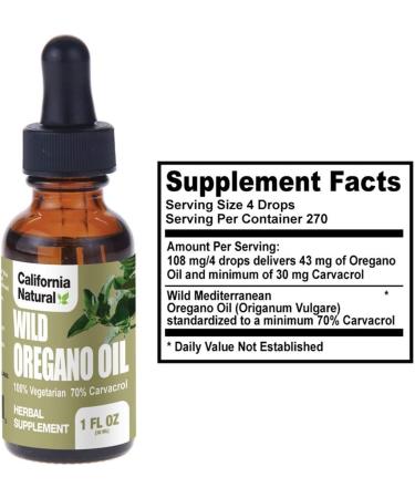 California Natural Wild Oregano Oil 1oz: Immune & Digestive Support | Promote Gut Health | 100% Vegetarian | 70% Carvacrol | Herbal Supplement - Buy Online on GoSupps.com