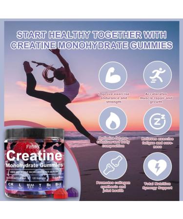 Fitfido Creatine Monohydrate Gummies 8000mg + Collagen Gummies Support for Thick Hair Strong Nails & Healthy Skin Vegan Sugar Free 2-Pack Supplement Bundle - Buy Online on GoSupps.com