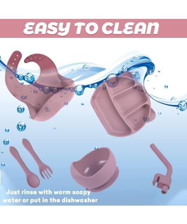 Rose Red Baby Weaning Set - Silicone Feeding Bowls, Plates, Cups, Suction Bowls, Cutlery Set for Babies - Ideal Baby Gifts - Buy Online on GoSupps.com