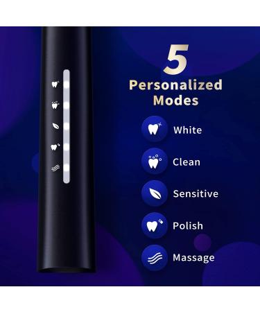 SEAGO Sonic Electric Toothbrush for Adults and Kids | 8 Heads, 5 Modes, Rechargeable | 30 Days Battery Life, 2 Mins Timer | IPX7 Waterproof | SG-958 Black - Buy Online on GoSupps.com