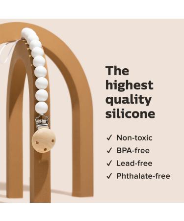 Premium Silicone Pacifier Clip - Safe Holder for Baby and Toddlers - Neutral White - Center Coast Collections - Buy Online on GoSupps.com