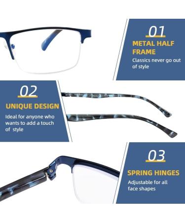 FONHCOO Half-Rim Reading Glasses for Men & Women | Blue Light Filter Visual Aid for Seniors | Stylish & Comfortable 0.0x - Buy Online on GoSupps.com