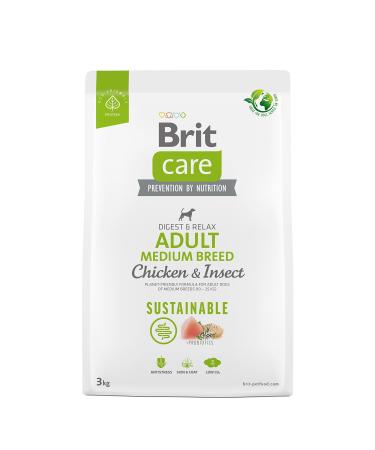 BRIT Care Dog Sustainable Adult Medium Breed Chicken & Insect Nourriture sèche pour Chien 3 kg