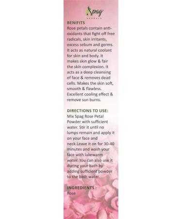 ORGANIZE Spag Herbals Premium Organic Rose Petals Powder 120g - Buy Online on GoSupps.com