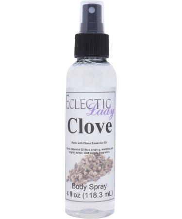 Clove Essential Oil Body Spray 4 ounces Body Mist for Women with Clean Light & Gentle Fragrance Long Lasting Perfume with Comforting Scent for Men & Women Cologne with Soft Subtle Aroma For 4 Fluid Ounces