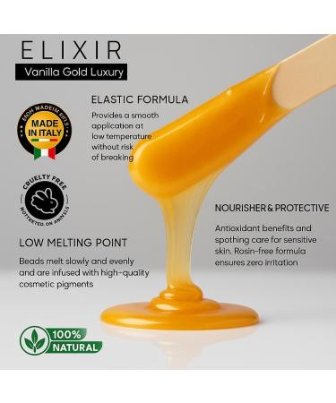 Waxx Inn ELIXIR Vanilla Gold Hot Wax beads 1000 g Professional stripless wax for the whole body and bikini hair removal no strips needed gentle and effective depilatory for smooth skin - Buy Online on GoSupps.com