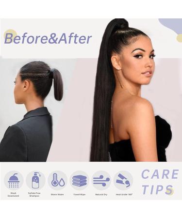 Premium Clip-In Ponytail Hair Extensions - 22 Inch Natural Black Braid 110g Realistic Hair - Smooth & Versatile Preference Extensions - Buy Online on GoSupps.com