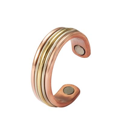 EnerMagiX Trendy Tri Tone Magnetic Copper Rings for Women Copper Jewelry with 4 Magnets Women's Day Gift