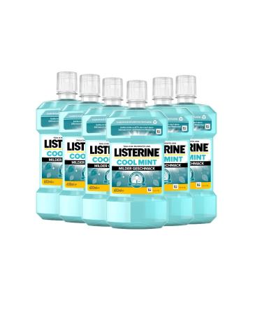 Listerine Cool Mint mild taste antibacterial mouthwash without alcohol for healthy teeth 6 x 600 ml