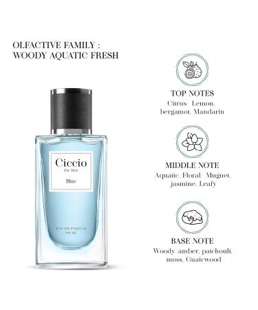 C_iccio Blue Premium Long Lasting Luxury Fragrance Eau De Perfume Spray For Men_Woody Aquatic Fresh_100 ML - Buy Online on GoSupps.com