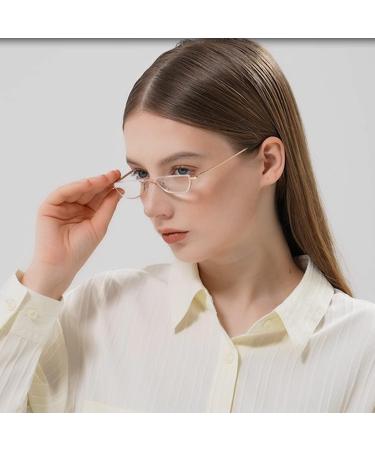 Hubeye 3 Pairs Half Moon Reading Glasses - Slim Metal Frame - 2.0 Dioptres - Purple/Gold/Silver - Buy Online on GoSupps.com