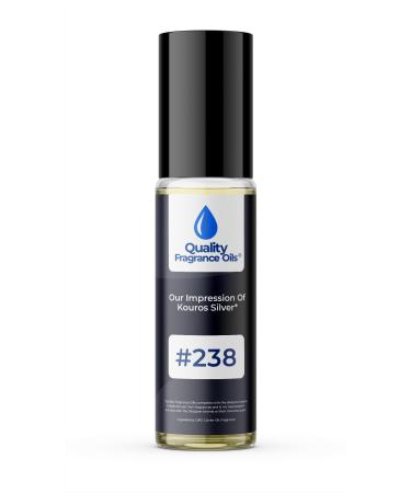 Quality Fragrance Oils' Impression #238 Inspired by Kouros Silver for Men (10ml Roll On) Kouros Silver for Men Impression #238 0.34 Fl Oz (Pack of 1)