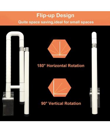 Foldable Toilet Grab Bar Handrail Shower Safe Handle Seat Support Non Slip Hand Grips for Disabled Elderly Handicap Stainless Steel White 75X71.5cm (White 75X71.5cm) - Buy Online on GoSupps.com