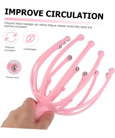Frcolor Handheld Head Massager - Acupuncture Steel Tool for Ultimate Relaxation | Braided Spa Head Gripper with Wooden Beads in Pink - Buy Online on GoSupps.com