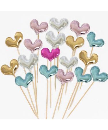 Leadigol 50PCS Colorful Heart Cake Toppers Cake Topper Heart DIY Mini Birthday Cake Snack Decorations Picks Birthday Party Cake Decor Supplies Cupcake Toppers - Buy Online on GoSupps.com