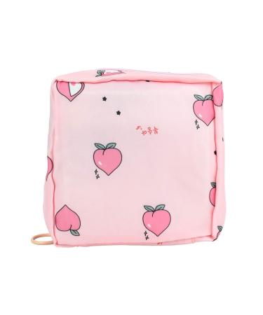 Sanitary Napkin Storage Bag Menstrual Cup Pouch Portable Pads with Zipper Feminine Menstruation First Period Bags for Teen Girls Women Ladies. (Pink-Peach Heart)