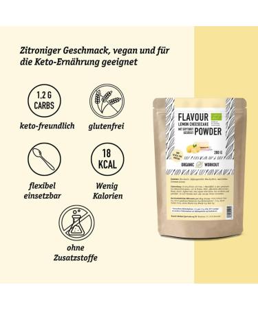 Organic Lemon Cheesecake Flavour Powder - Delicious Taste and Sweetness - No Artificial Sweeteners - Versatile for Food & Drinks - Flavour Powder - Organic Workout (Pack of 1) Lemon Cheesecake 200.00 g (Pack of 1) - Buy Online on GoSupps.com