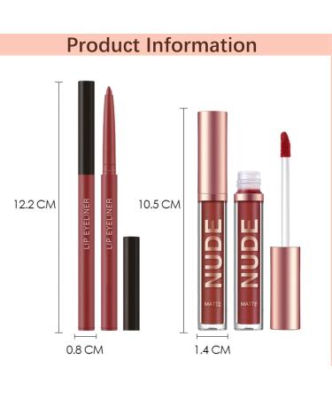 Nude Lipstick and Lip Liner Set - Long Lasting Waterproof Stain - Highly Pigmented Lip Makeup Kit for Daily & Holiday Looks (06) - Buy Online on GoSupps.com