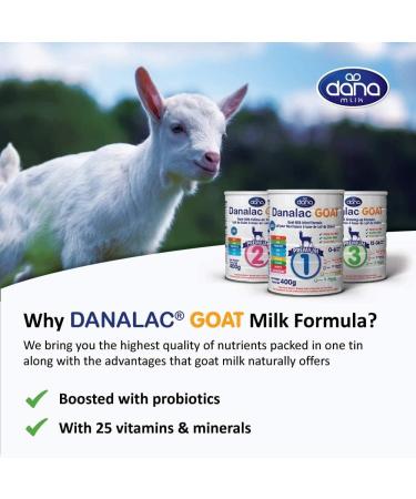DANALAC PREMIUM Baby Milk Powder with Goat Milk 2nd Age for Infants and Babies Aged 6-12 Months - EU-2020 Formula (400 g Pack of 1) - Buy Online on GoSupps.com
