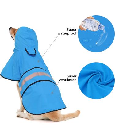 Buy Weesiber Waterproof Dog Rain Coat | Adjustable Pet Jacket & Hooded Poncho for Small to Large Dogs - M Blue - Buy Online on GoSupps.com