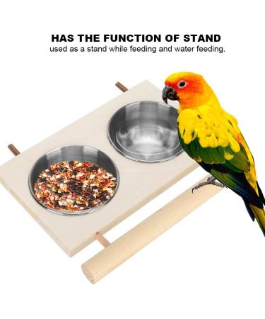 Stainless Steel Bird Feeding Bowl with Stand for Cage - Durable Pet Parrot Food/Water Feeder Accessory for Parakeet, Conure, Cockatiels, Finches - Buy Online on GoSupps.com