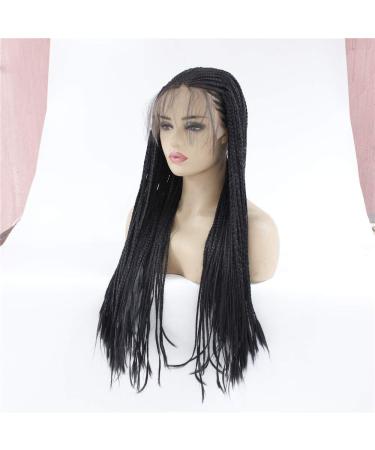 Buy Black Three-Small Braid Wig | High-Temperature Silk Front Lace | Large Size Chemical Fiber Wig | International Shipping Available - Buy Online on GoSupps.com