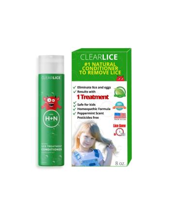 Clearlice Head Lice Treatment Conditioner - Natural and Effective One Day Treatment - Get Rid of Lice Super Lice & Nits (Eggs) - Essential Oils & Healthy Enzyme - Skin Friendly & SLS Free - 8 oz