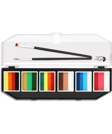 Maydear Face Painting Kit - 6 Color Split Cake Palette, 2 Brushes - Safe & Non-Toxic Water Based Makeup for Kids & Adults - Buy Online on GoSupps.com