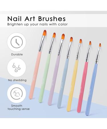 TEOYALL 7 PCS Gel Nail Brushes Set - Oval Flat & Builder Tips for Poly Gel Extension - Multicolor Nail Art Brushes - Buy Online on GoSupps.com